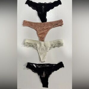 Victoria’s Secret XS Panties Lace Thong Black Beije Mint Set Of 4 XS nwt $49